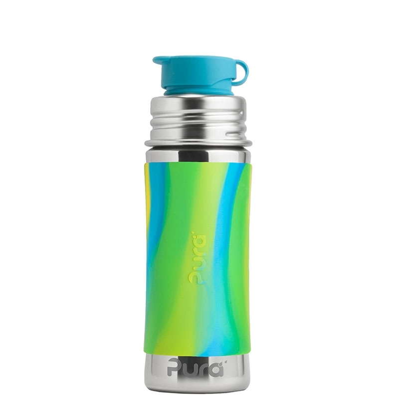 Pura Kiki 325ml Jr. Sport Bottle Aqua Swirl Sleeve-1