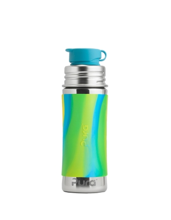Pura Kiki 325ml Jr. Sport Bottle Aqua Swirl Sleeve