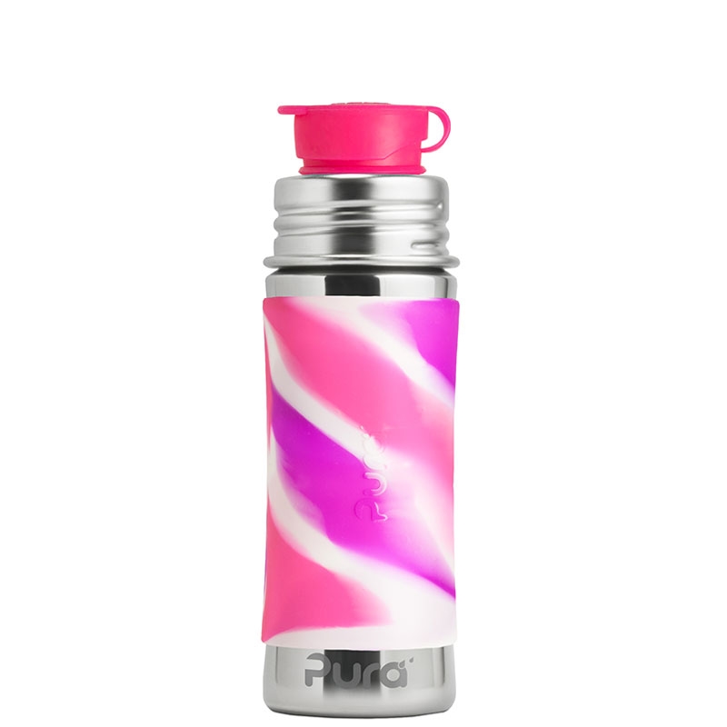 Pura Kiki 325ml Jr. Sport Bottle Pink Swirl Sleeve-1