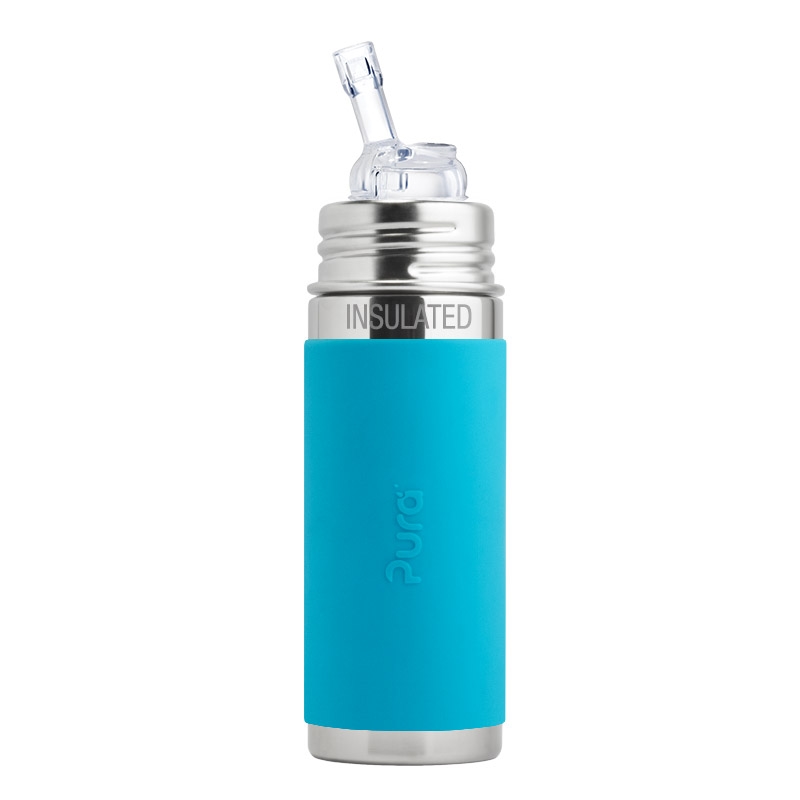 Pura Kiki 260ml Insulated Straw Bottle Aqua Sleeve-1