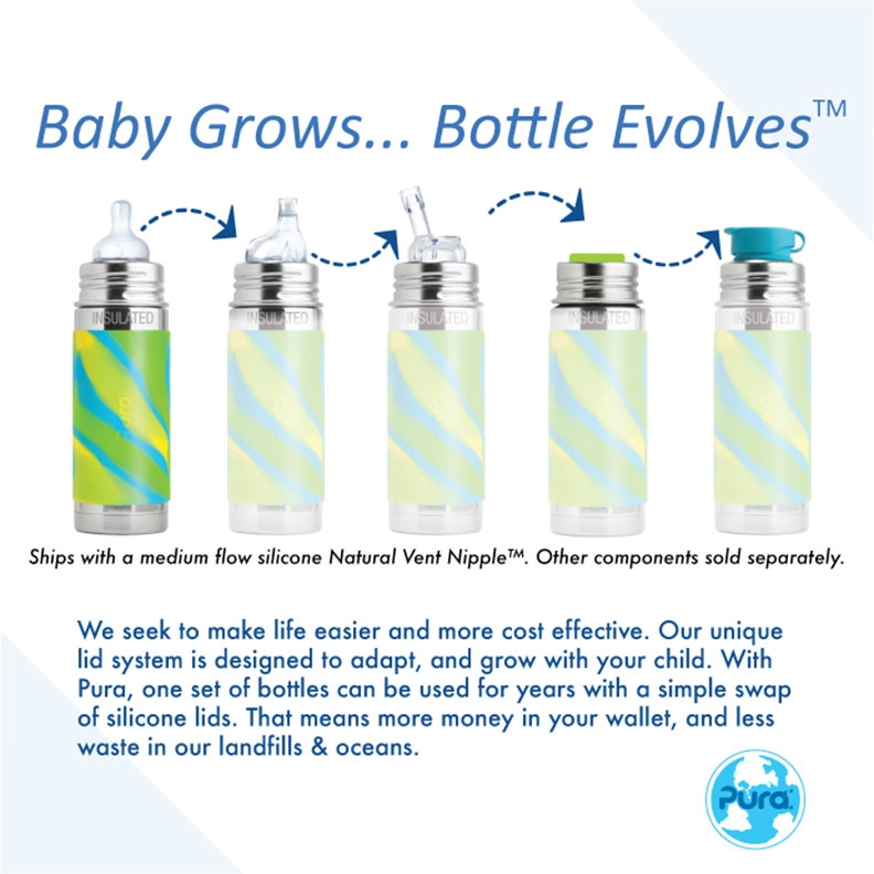 Pura Kiki 260ml Insulated Straw Bottle Aqua Sleeve-4