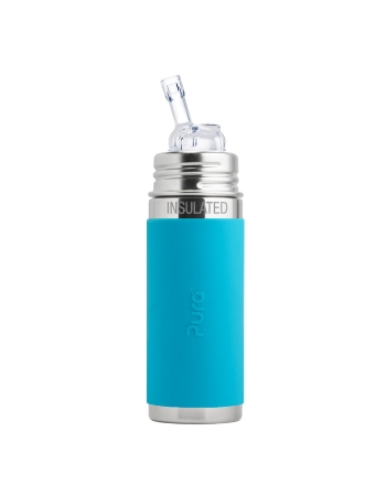 Pura Kiki 260ml Insulated Straw Bottle Aqua Sleeve