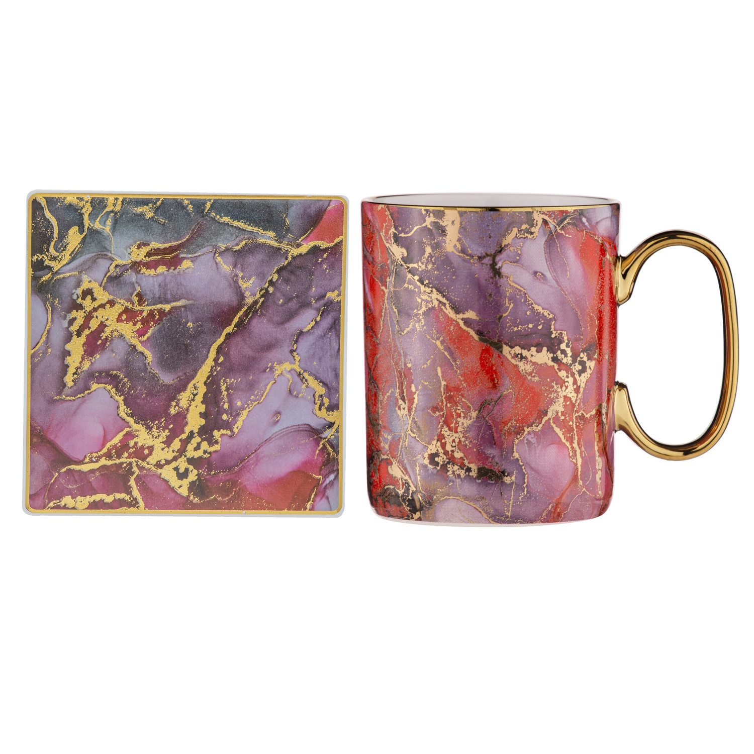 Ashdene Golden Depths Mug & Coaster Set - Garnet-1