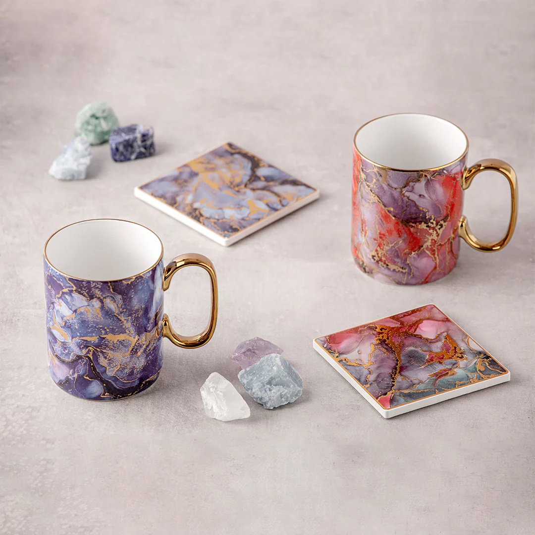 Ashdene Golden Depths Mug & Coaster Set - Garnet-4