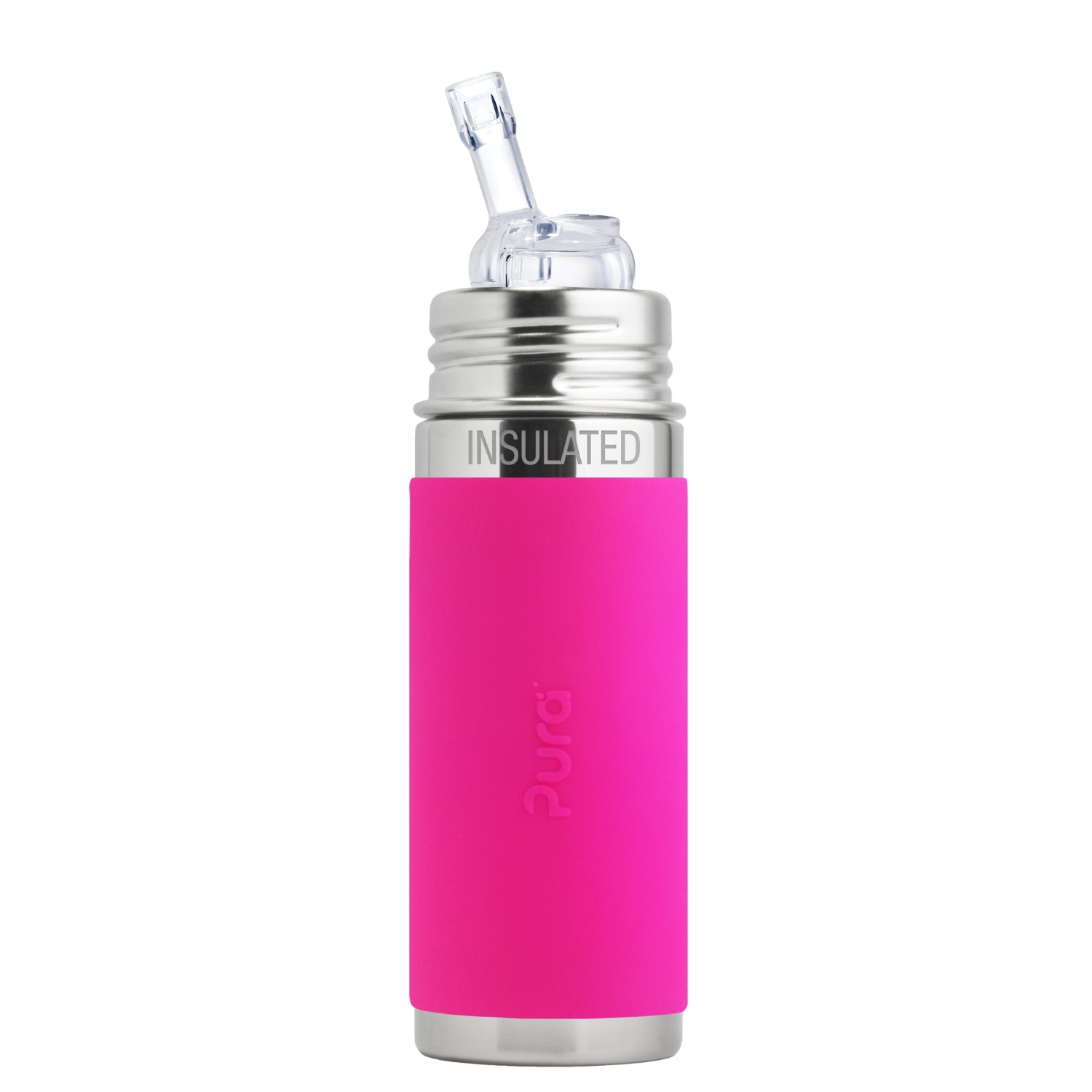 Pura Kiki 260ml Insulated Straw Bottle Pink Sleeve-1