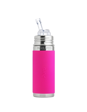 Pura Kiki 260ml Insulated Straw Bottle Pink Sleeve