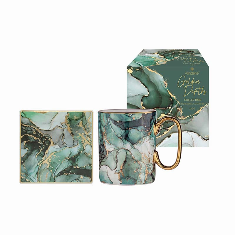 Ashdene Golden Depths Mug & Coaster Set - Jade-2