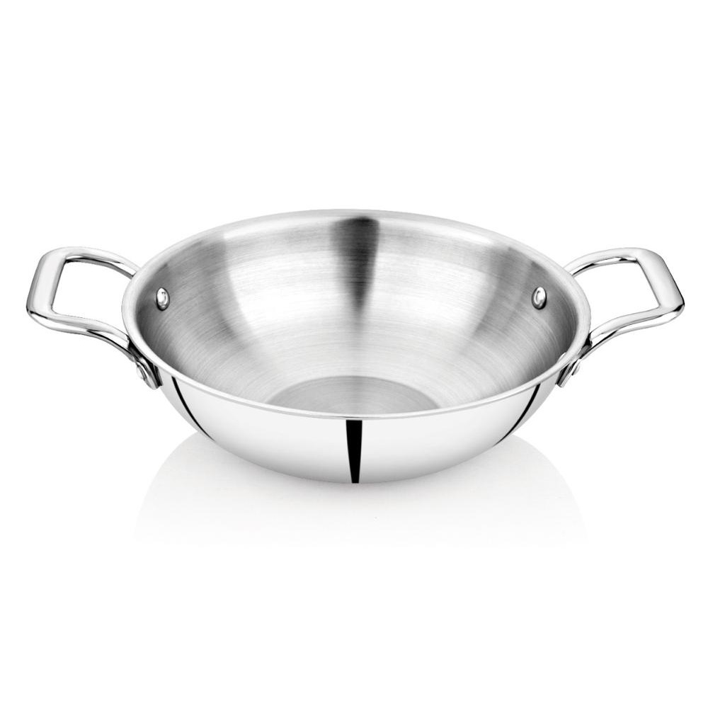 Embassy Stainless Steel Thickply Kadai - Size 13 -24cm-3