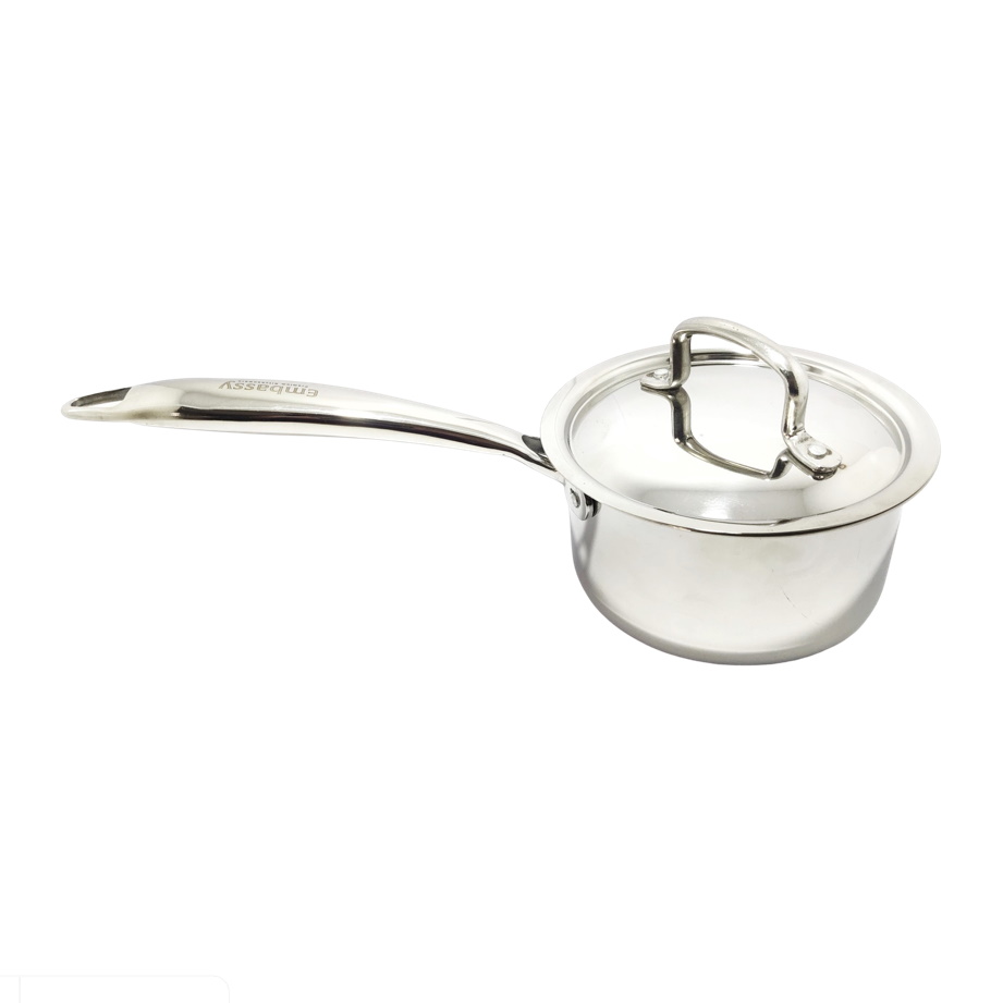 Embassy Stainless Steel Thickply Saucepan With Lid 14cm - Size 10-4