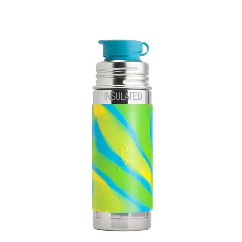 Pura Kiki Jr. Sport 260ml Insulated Bottle Aqua Swirl Sleeve-1