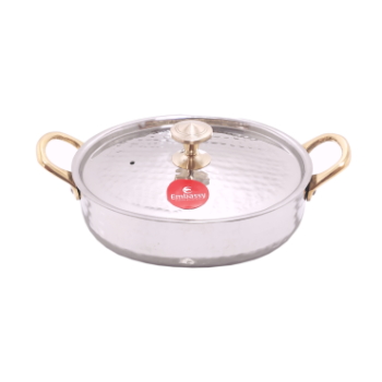 Embassy Serving Kadhai Round Hammered With Lid Size 02