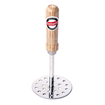 Embassy Stainless Steel Potato Masher with Wooden Handle Size 4 - 10 cms