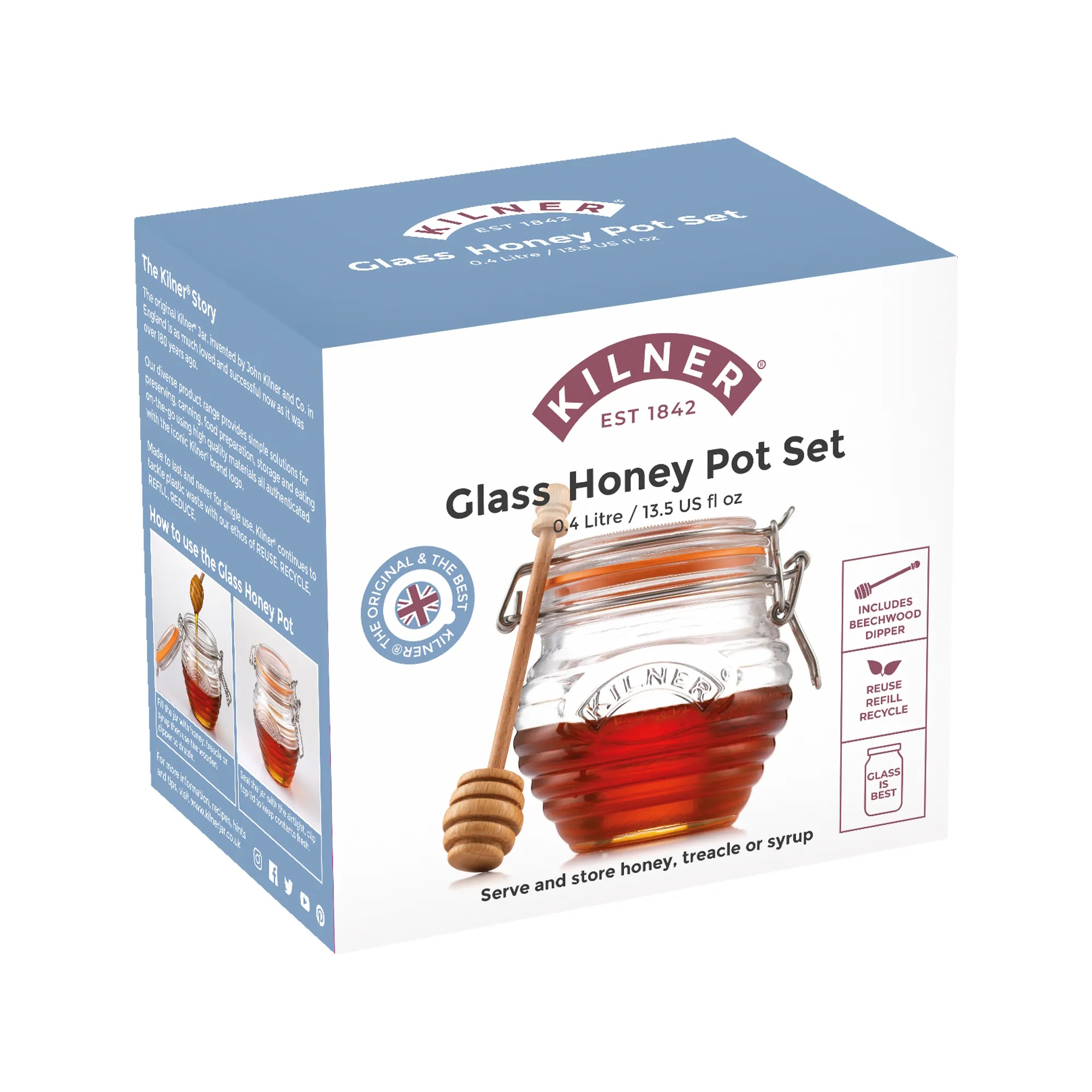 Kilner Honey Pot and Drizzler Spoon-2