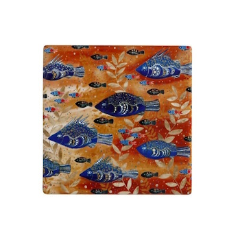 MW Melanie Hava Jugaig-Bana-Wabu Ceramic Square Coaster 10cm River Life