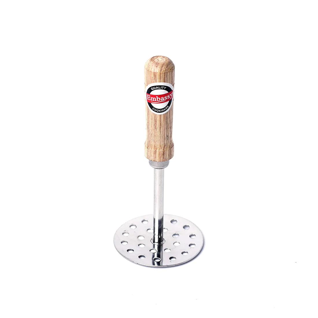 Embassy Stainless Steel Potato Masher with Wooden Handle Size 3 - 8.5 cms