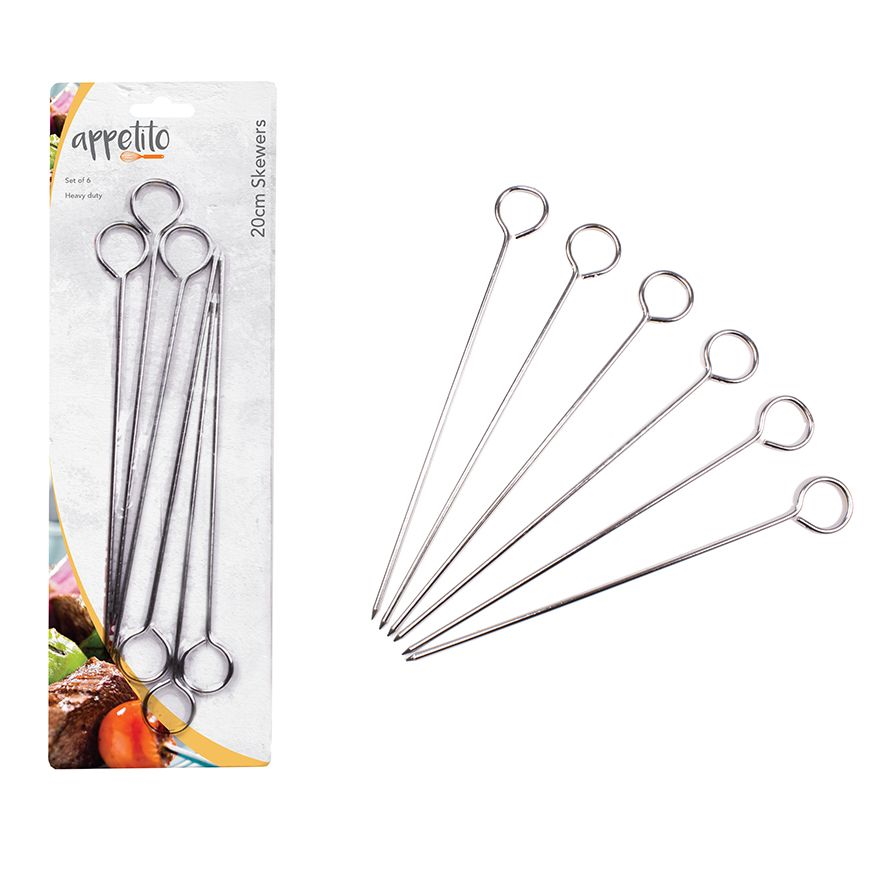 Appetito Chrome Skewers 20cm Set 6-1