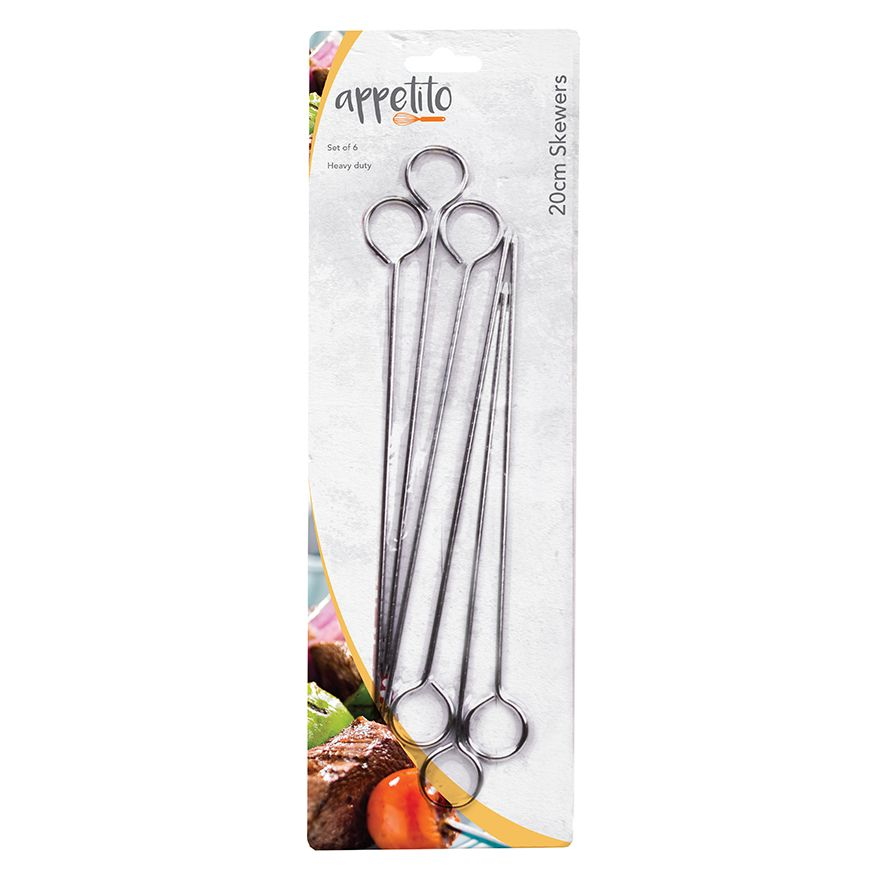Appetito Chrome Skewers 20cm Set 6-3