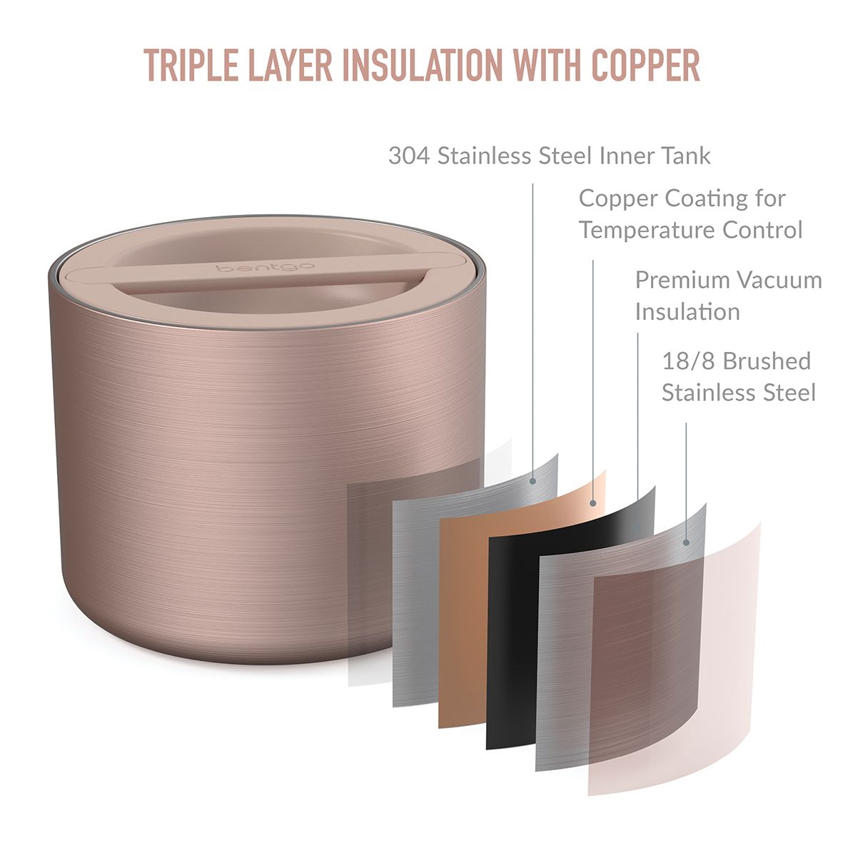 Bentgo Stainless Steel Insulated Food Container 560ml - Rose Gold-4