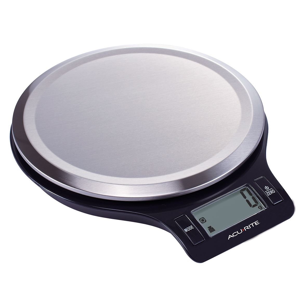 Acurite Round Stainless Steel Digital Kitchen Scale 1g/5kg - Black