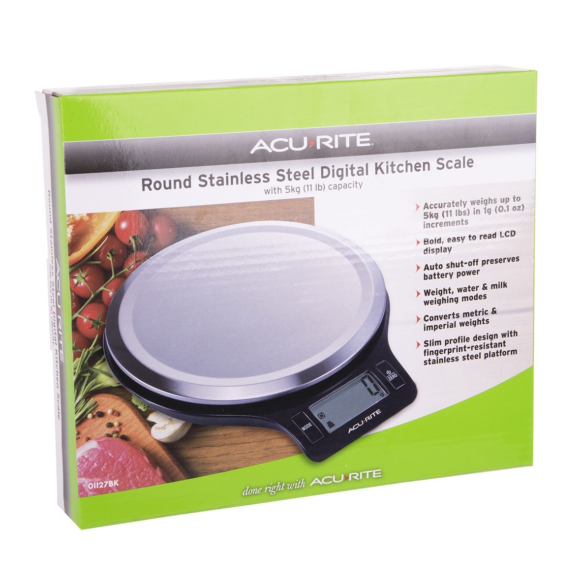 Acurite Round Stainless Steel Digital Kitchen Scale 1g/5kg - Black-3