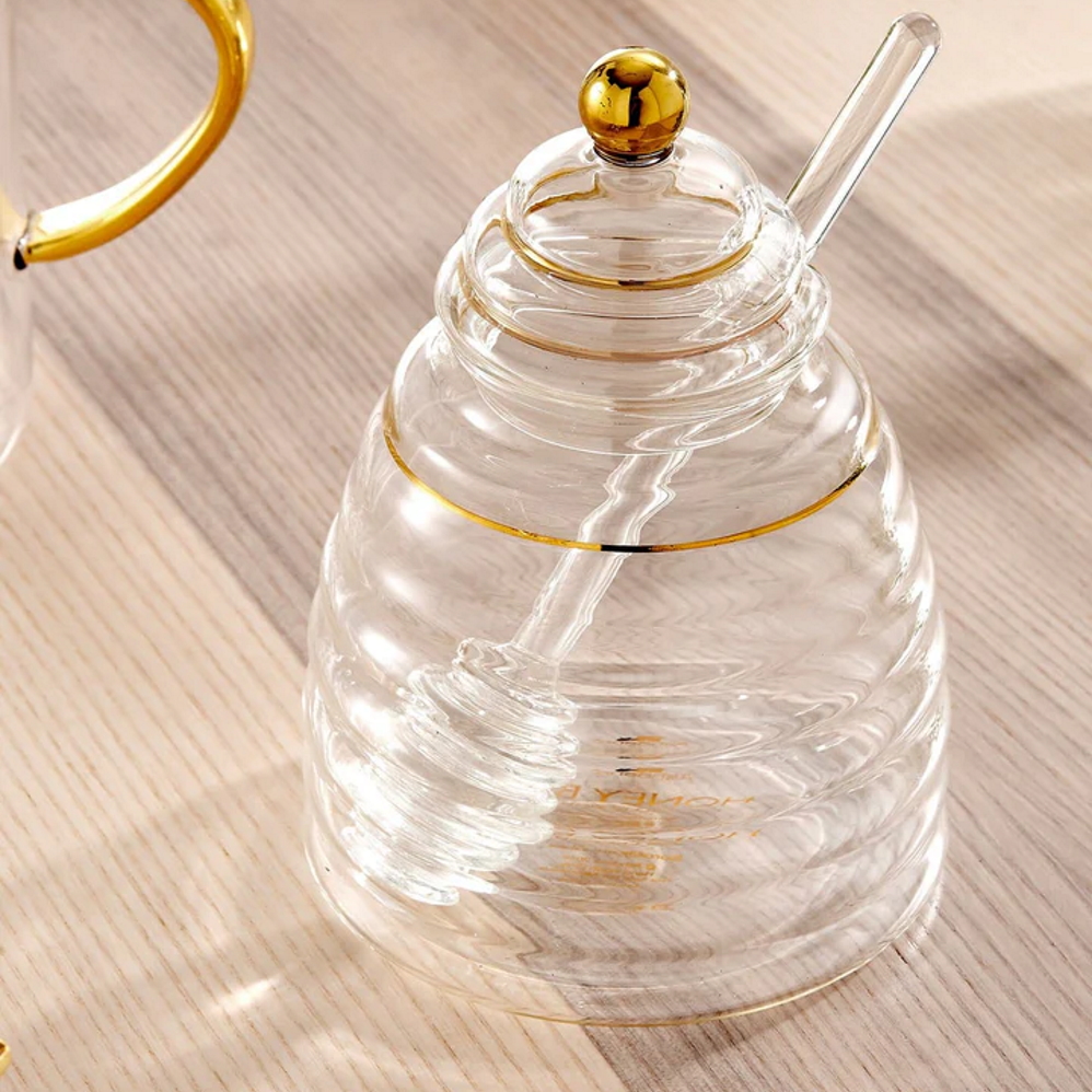 Ashdene HoneyBee Glass Honey Pot-4