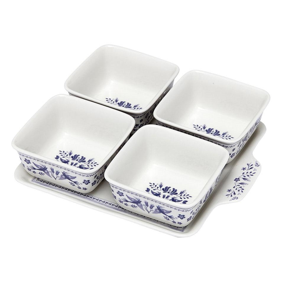 Ashdene Blue Mazarine 5pce Bowl & Tray Set -1