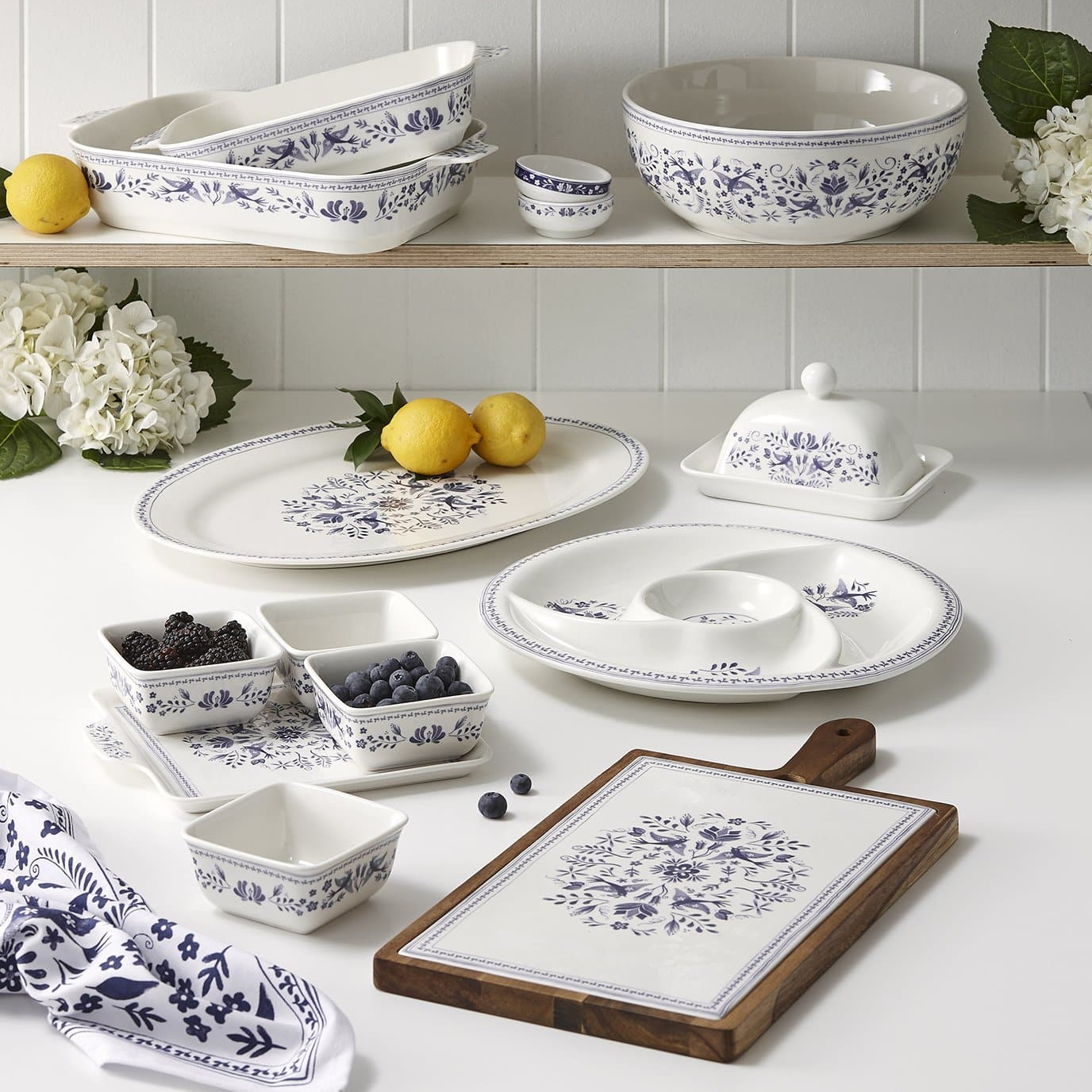 Ashdene Blue Mazarine 5pce Bowl & Tray Set -4