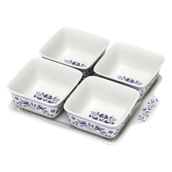 Ashdene Blue Mazarine 5pce Bowl & Tray Set 