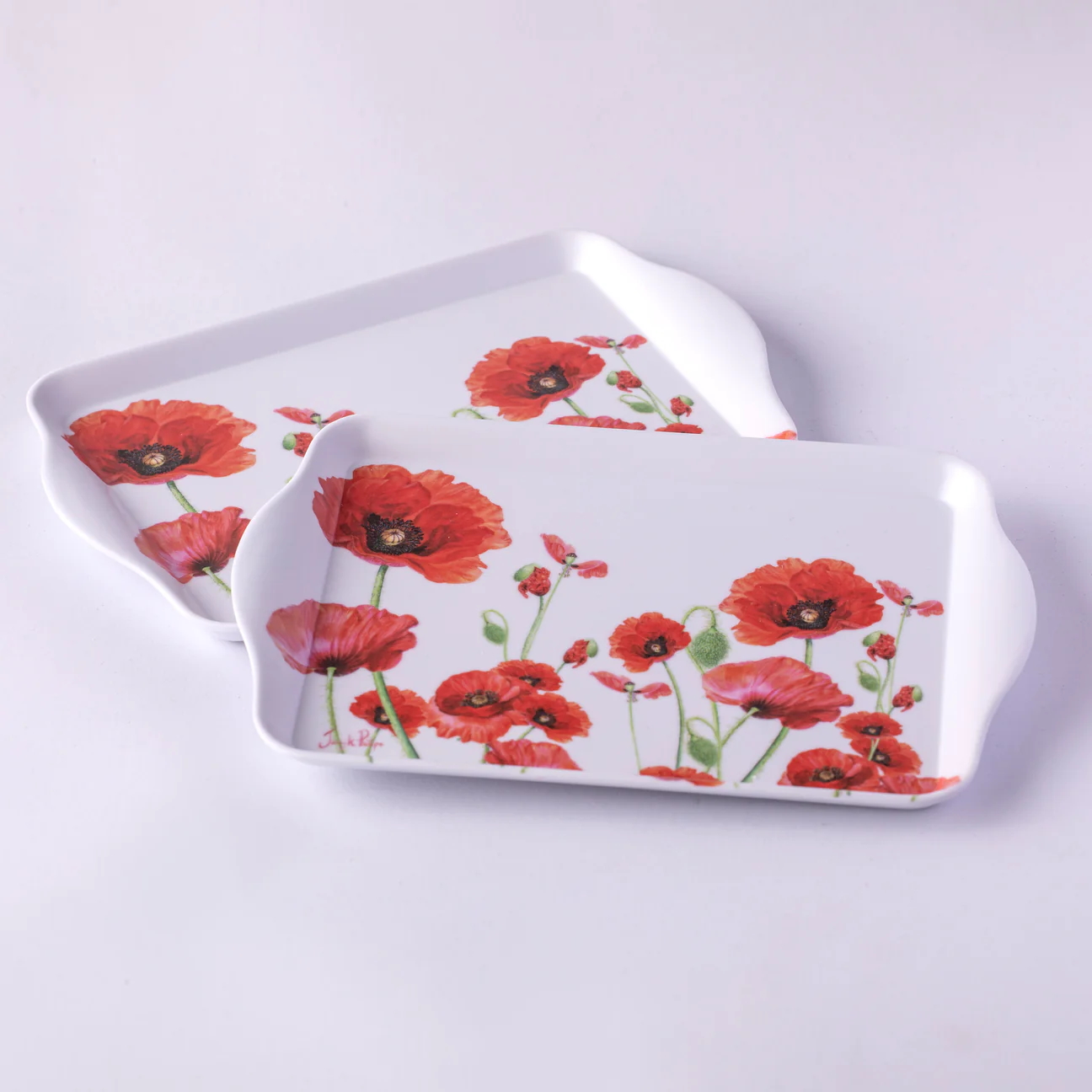 Ashdene Red Poppies Set Of 2 Scatter Tray