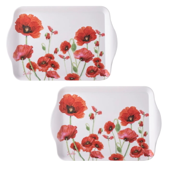 Ashdene Red Poppies Set Of 2 Scatter Tray