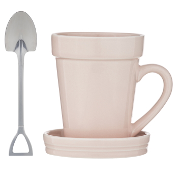 Ashdene Flowerpot Dusty Rose Mug Coaster Spoon Set