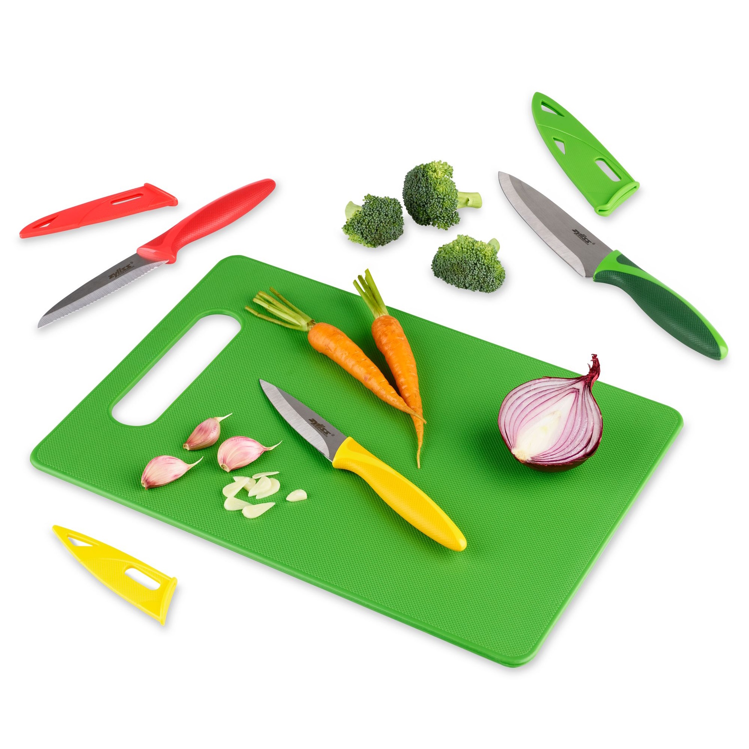 Zyliss Chopping Board & 3pc Knife Set