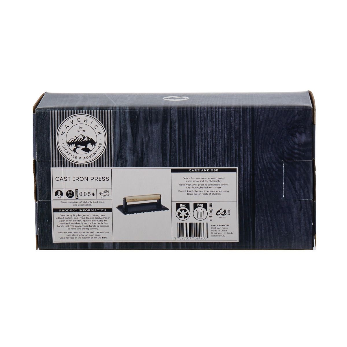Maverick Cast Iron Press With Acacia Handle Black Natural 20x10x6.5cm-2