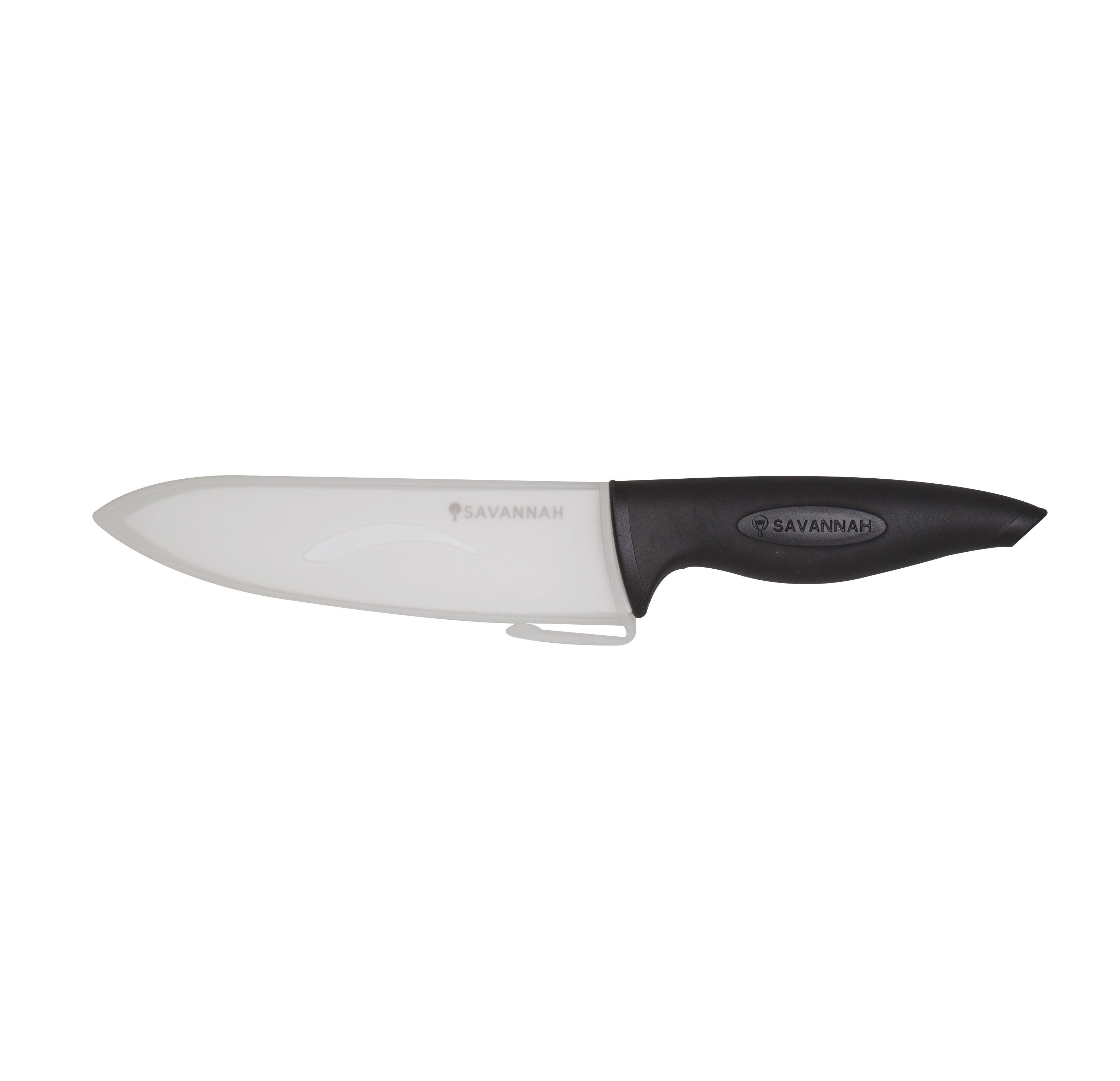 Savannah Ceramic Chefs Knife & Sheath White Black 16cm Blade 38x5x2cm-3