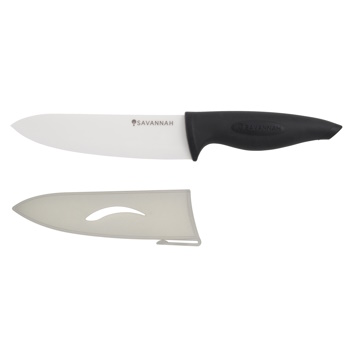 Savannah Ceramic Chefs Knife & Sheath White Black 16cm Blade 38x5x2cm