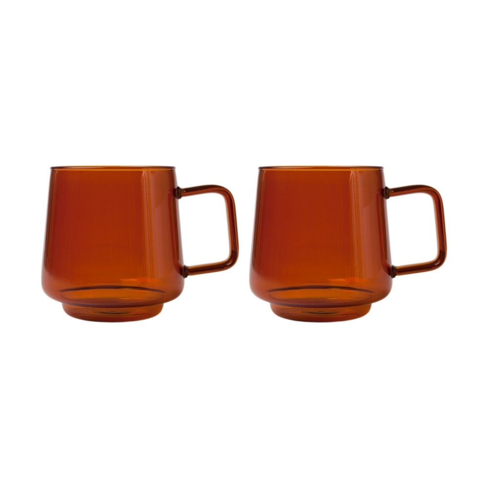 Maxwell & Williams Blend Sala Glass Mug 400ML Set of 2 Amber Gift Boxed-1
