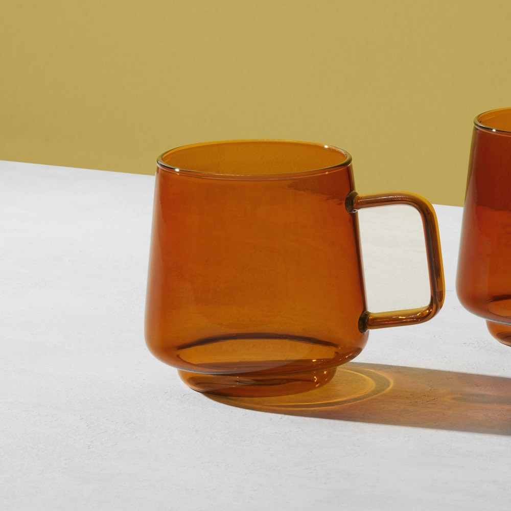 Maxwell & Williams Blend Sala Glass Mug 400ML Set of 2 Amber Gift Boxed-2