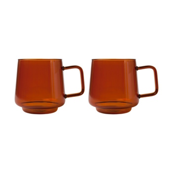 Maxwell & Williams Blend Sala Glass Mug 400ML Set of 2 Amber Gift Boxed