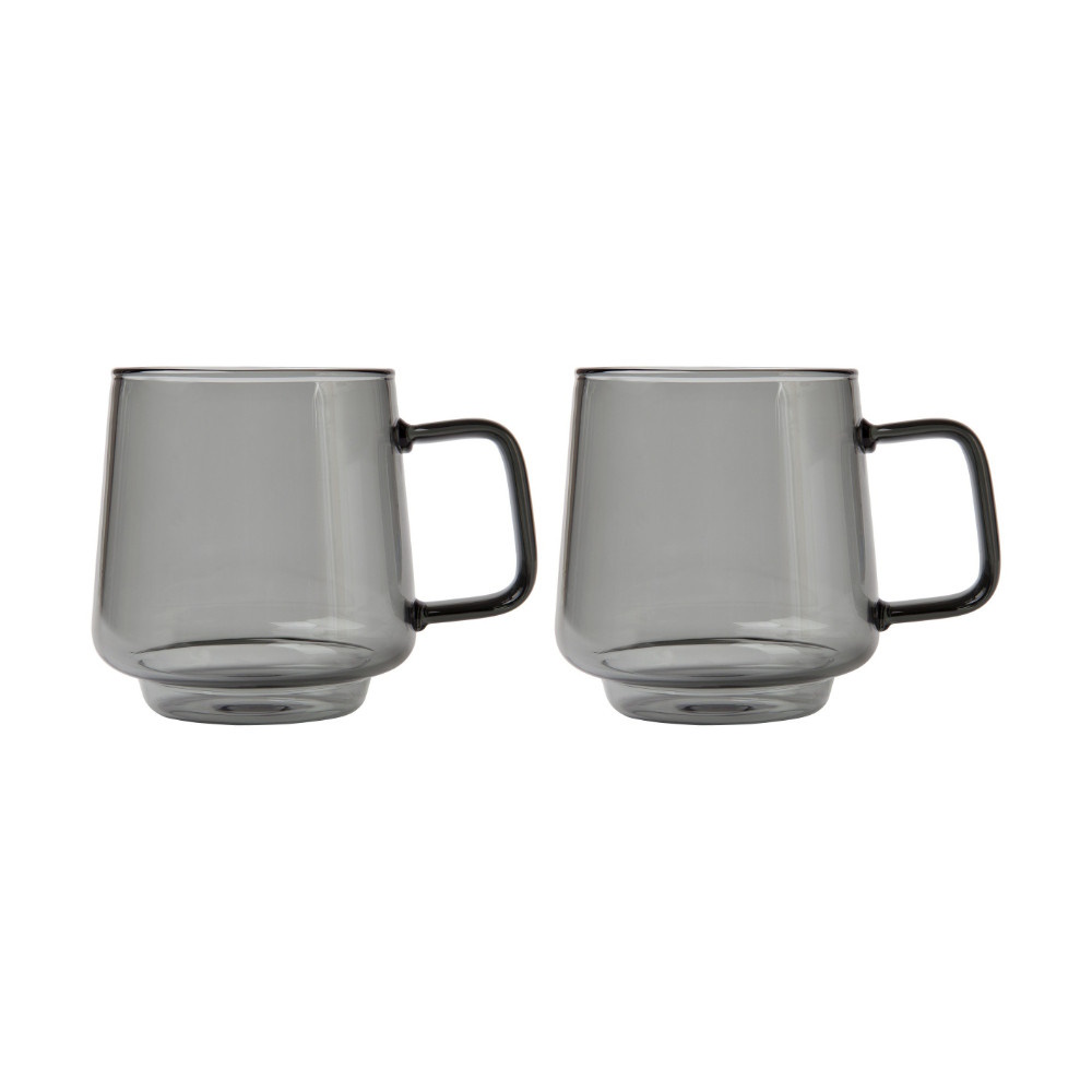 Maxwell & Williams Blend Sala Glass Mug 400ML Set of 2 Charcoal Gift Boxed-1