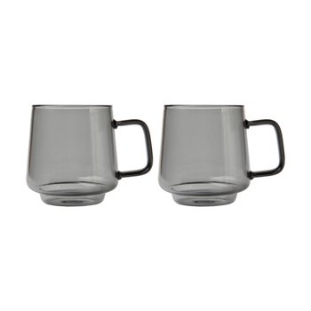 Maxwell & Williams Blend Sala Glass Mug 400ML Set of 2 Charcoal Gift Boxed