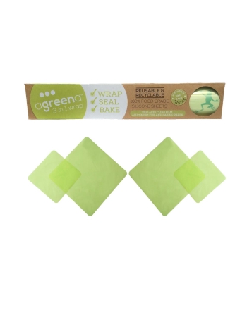 Agreena 3-IN-1 Reusable Silicone Food Wraps - Includes two small and two large