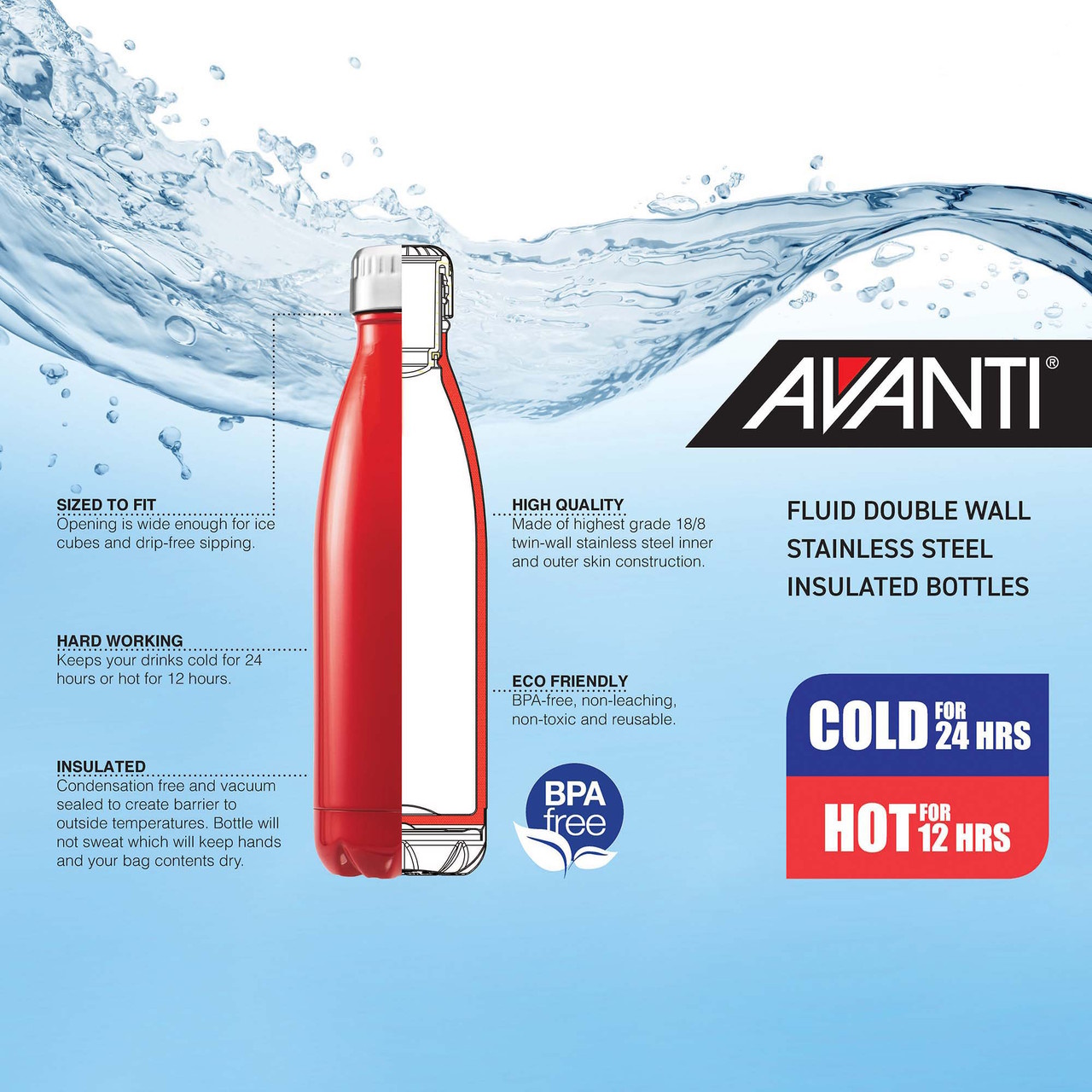 Avanti Fluid Vacuum Bottle 1.5L - Navy-4