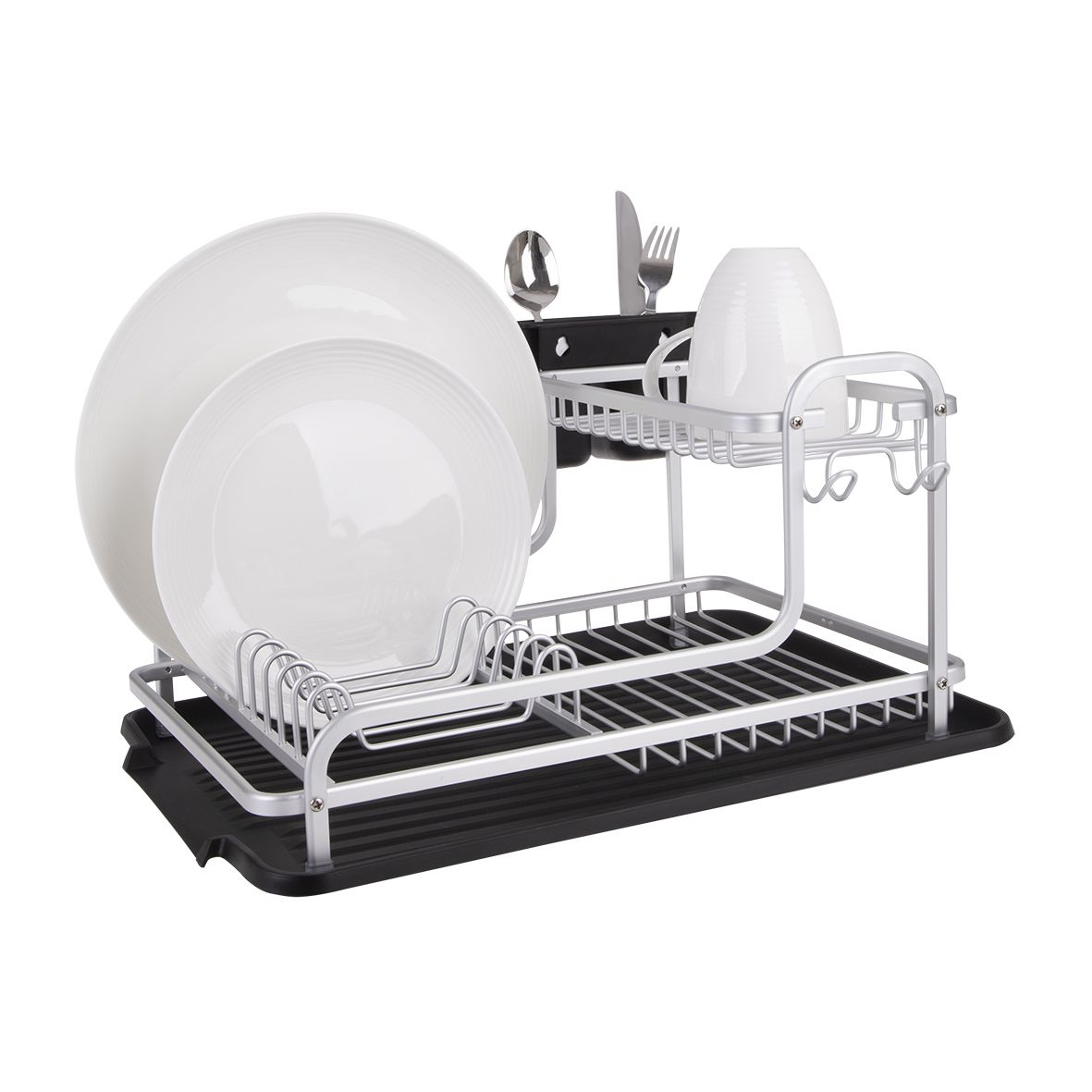D.line Aluminium 2-tier Dish Rack With Draining Board