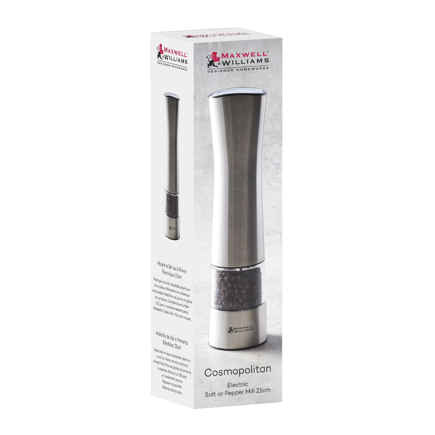 MW Cosmopolitan Electric Salt/Pepper Mill 21cm Gift Boxed-4
