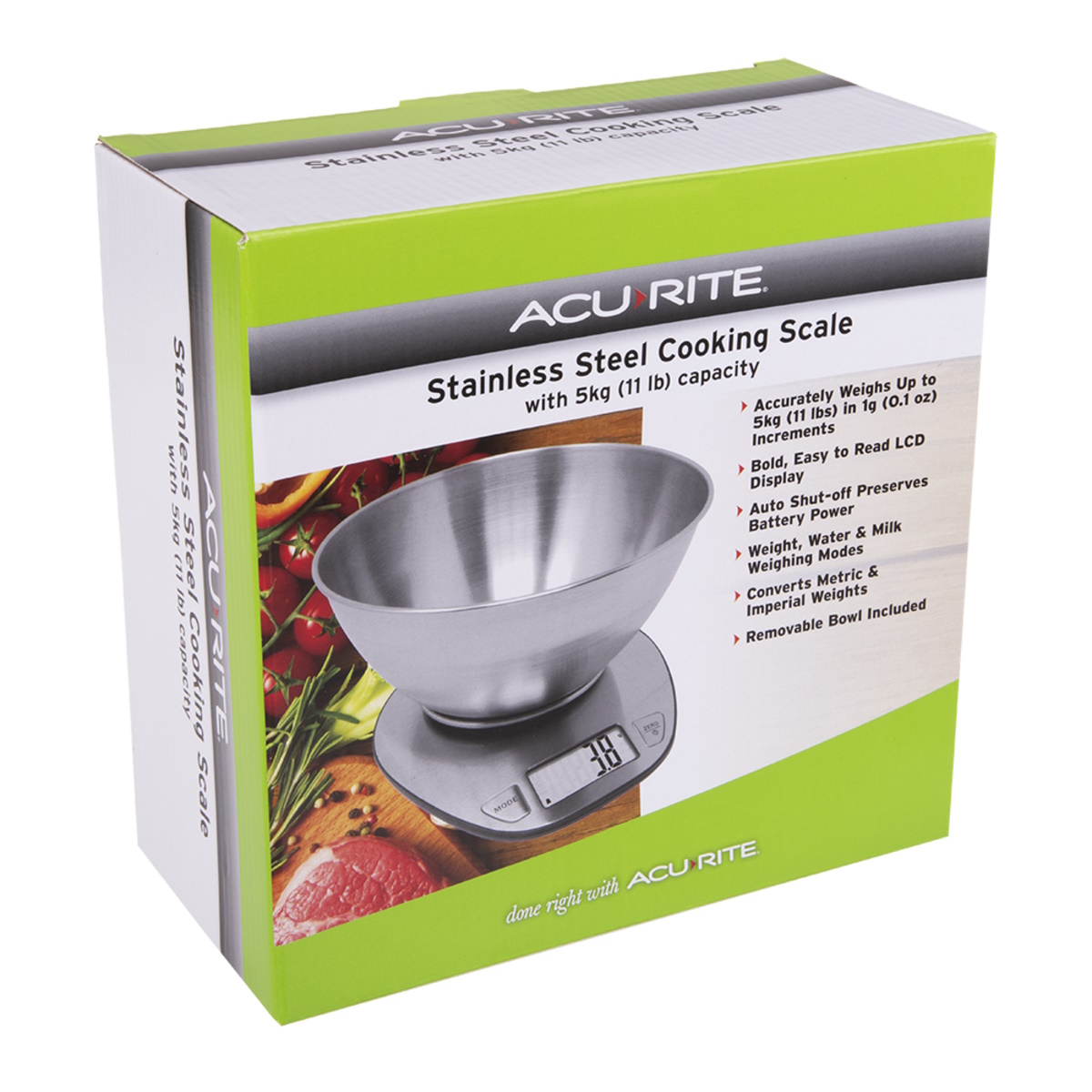 Acurite Stainless Steel Digital Scale w Bowl 1g/5kg-3