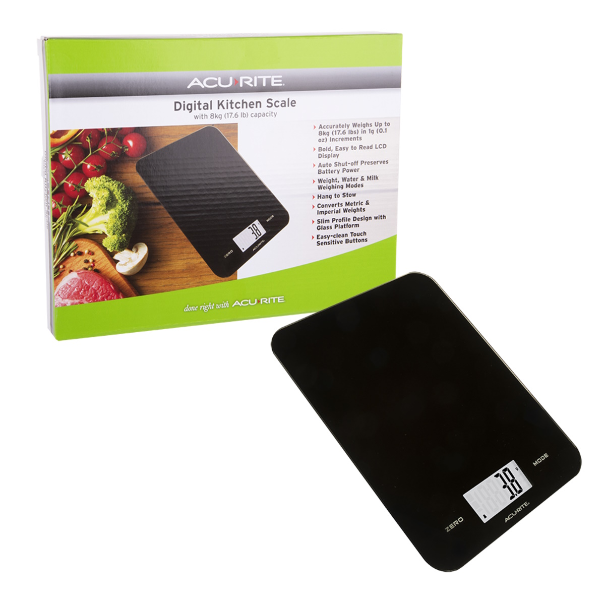 Acurite Large Slimline Digital Scale 1g/8kg (Black)