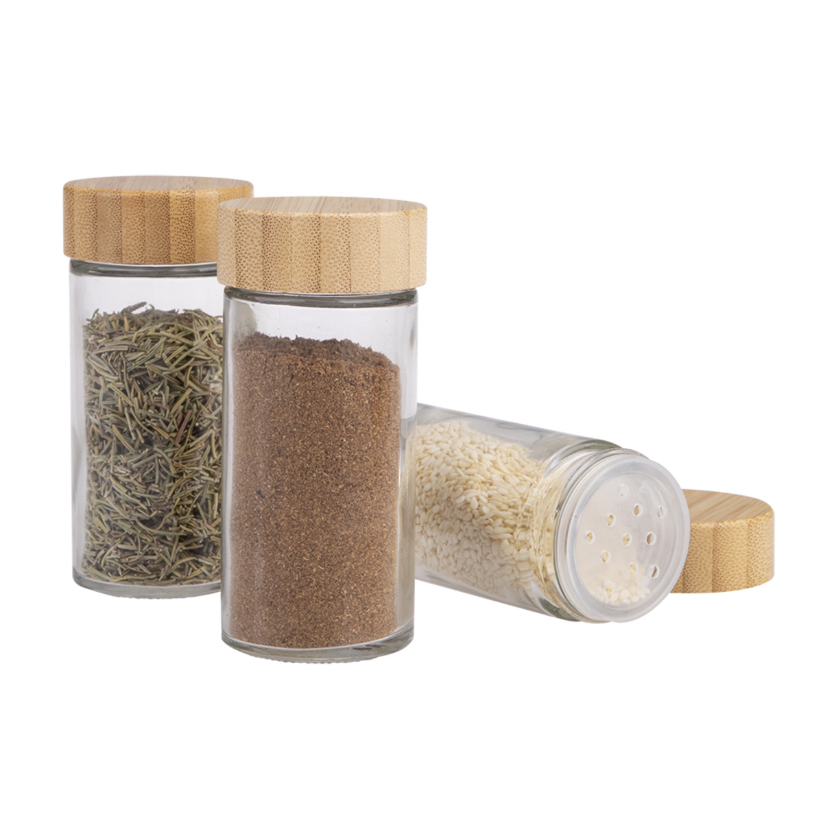 Appetito Glass Round Spice Jar w Bamboo Lid 85ml-3
