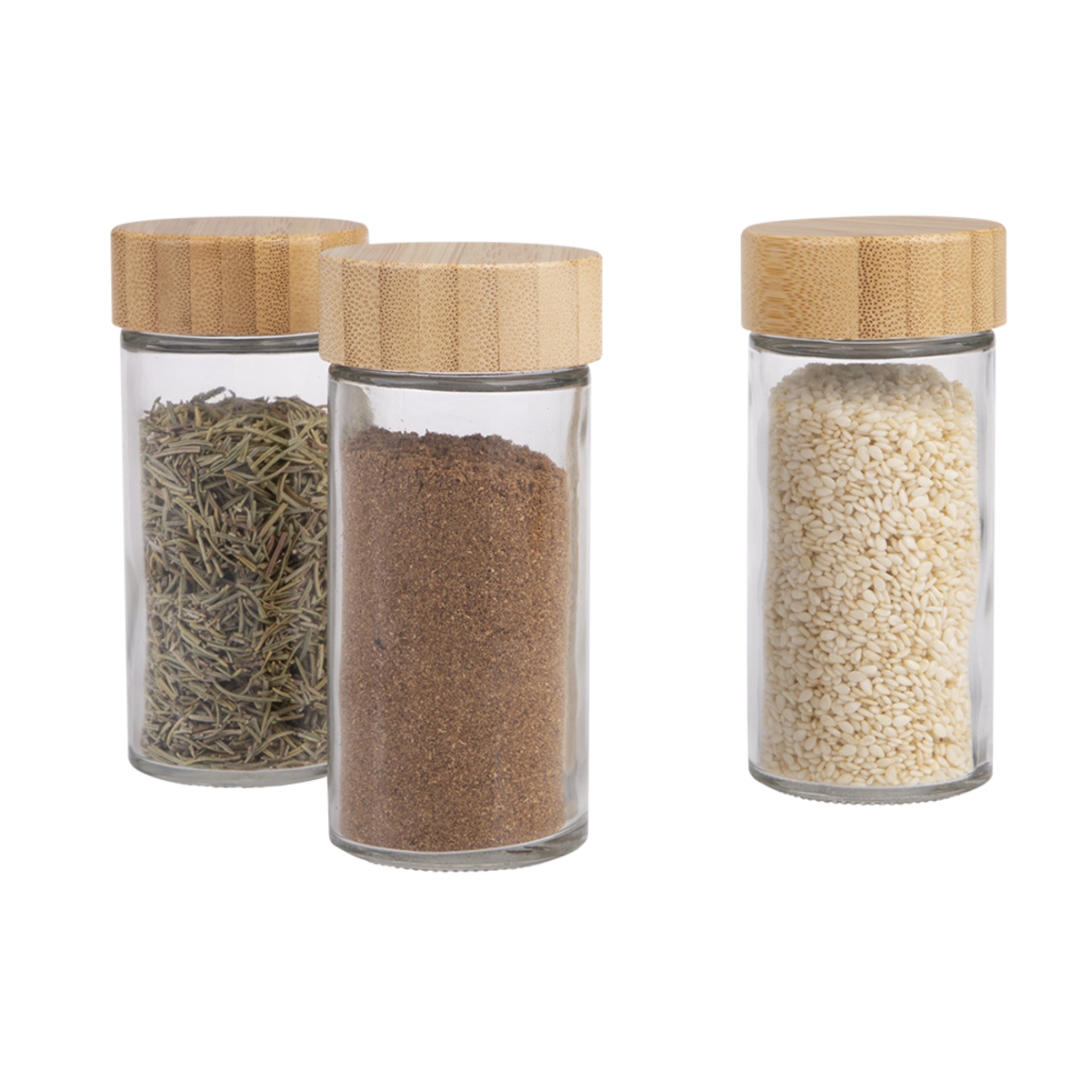 Appetito Glass Round Spice Jar w Bamboo Lid 85ml-4