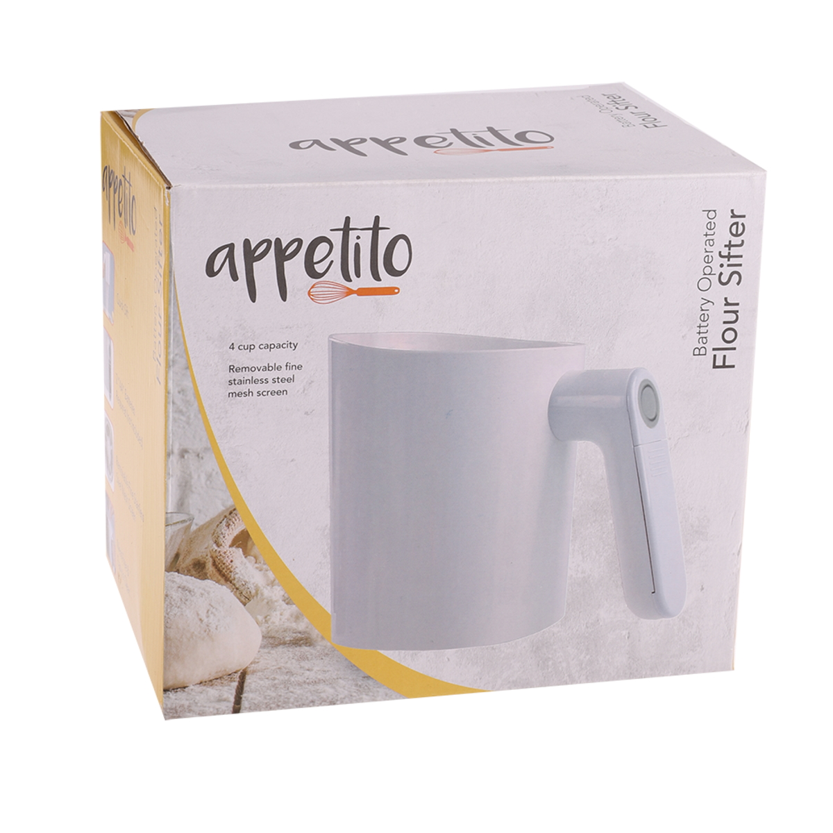 Appetito Battery Operated 4 Cup Flour Sifter - White-3