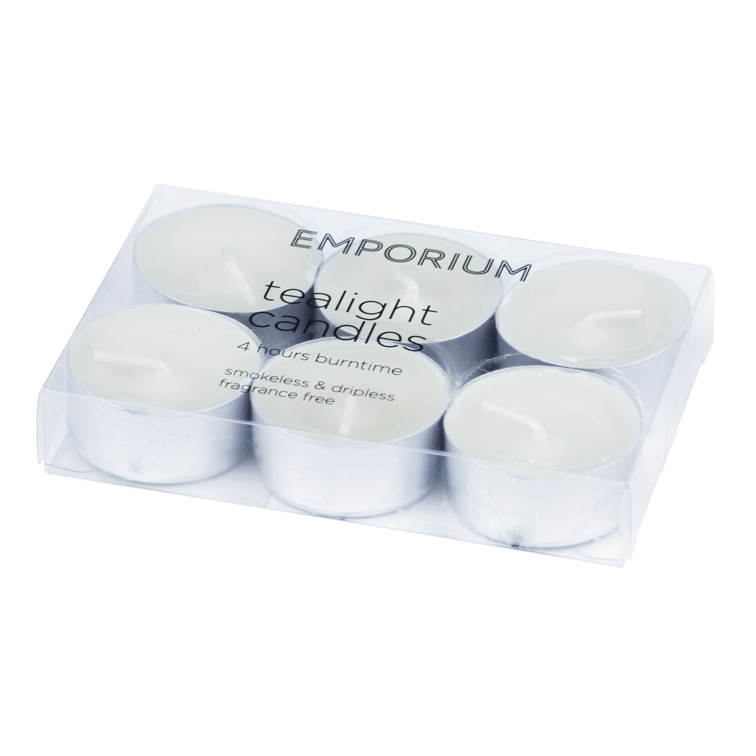 Emporium Tealight Candles Set/6 White 4x4x1.5cm